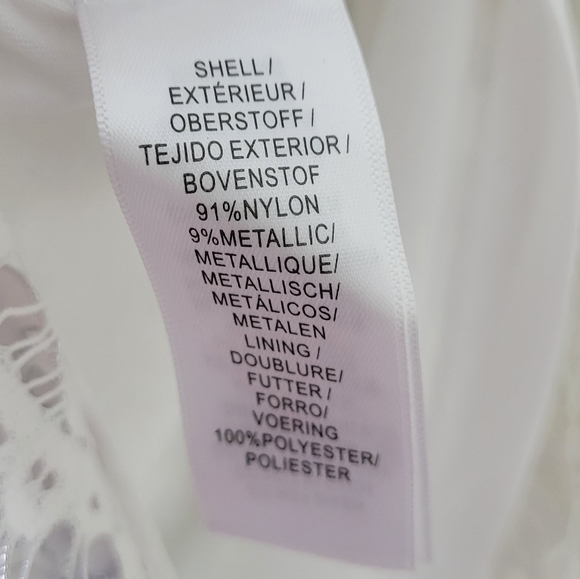 Adrianna Papell Metallic Lace Cocktail Dress Ivory - Picture 6 of 7